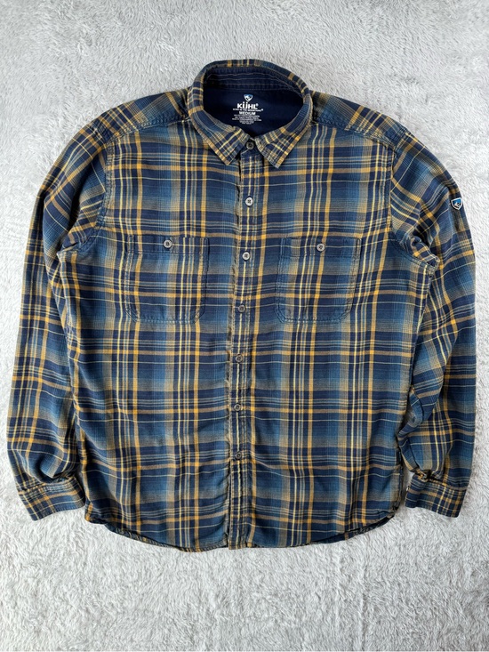 Kuhl Other - Kuhl Flannel Shirt‎ Medium Blue Yellow Plaid Button Up Outdoor Hiking